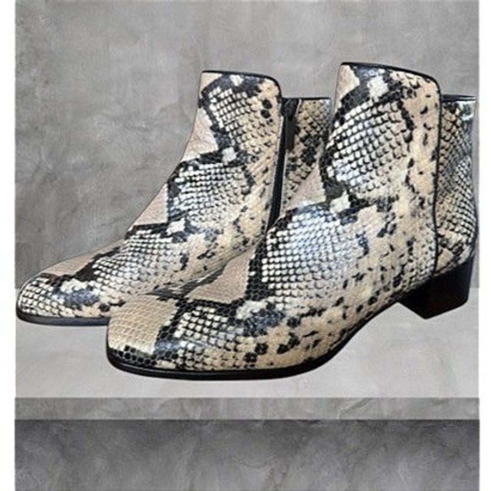 Aquatalia Fuoco Ankle Boot Women's 12 Snake Embossed Leather Python Print